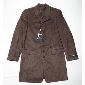 Brand New Tag Milano Moda Faux Suede Coat Size 38L Brown Button Up Men's Coat